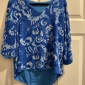 Lilly Pulitzer Ocean Blue Swirl Reversible Blouse
